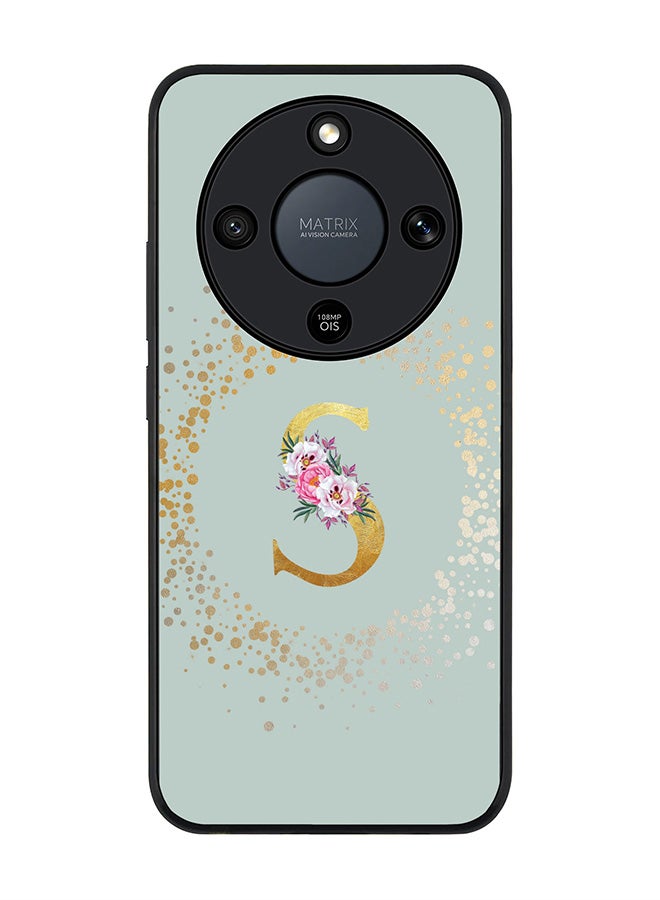 For Honor X9d / Magic8 Lite / X70 Case,Slim fit Camera Protection, Shockproof Thin Phone cover  - Custom Monogram Floral - S  (Light Grey )